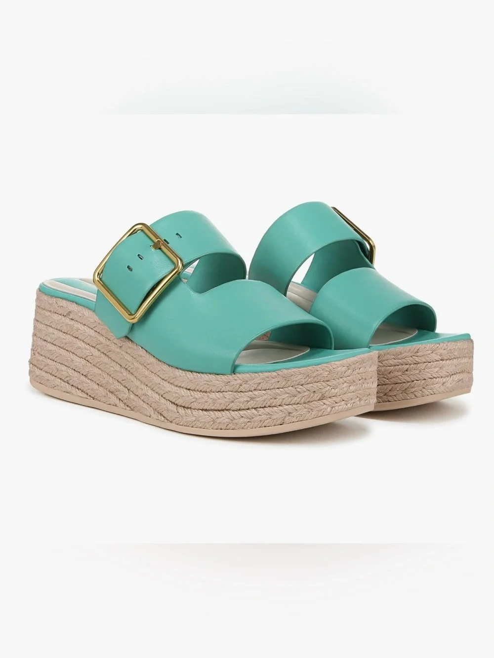 Franco Sarto Taziana Leather Slide Women's  Teal  Blue  Size 10M 26cm